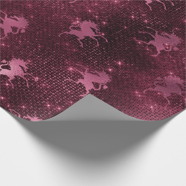 Papel De Presente Unicorn Sequin Black Spark Marsal Glitter Burgundy (Ponta)