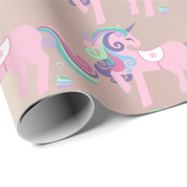 Papel De Presente Unicorn Sparkl Glitter Bebê Floral Rosa Rosa Parad