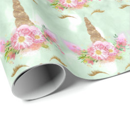 Papel De Presente Unicorn Sparkl Glitter Rosa Rosa Rosa MInt Dourado