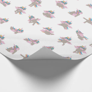 Papel De Presente Unicorn Yoga Poses Pattern Design