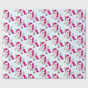 Papel De Presente Unicórnio cor-de-rosa bonito com teste padrão da