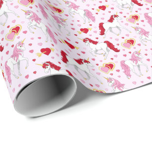 Papel De Presente Unicórnio Coração do Namorados Bonito