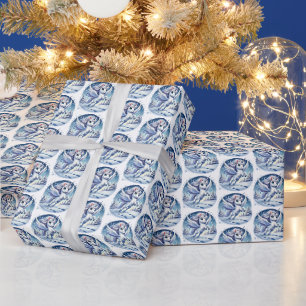 Papel De Presente Unicórnio de Natal festivo em azulejos
