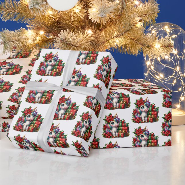 Papel De Presente unicórnio festivo do Natal (Feriados)