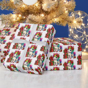 Papel De Presente unicórnio festivo do Natal