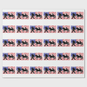 Papel De Presente Unicórnio, Jackalope, Pé Grande e a Bandeira Ameri