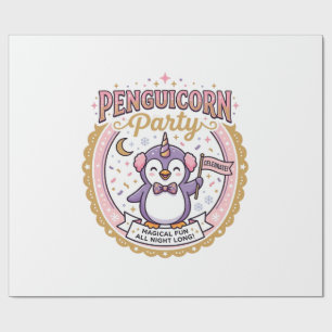 Papel De Presente Unicórnio Penguicorn Festa POD Pronto Zazzle Desig