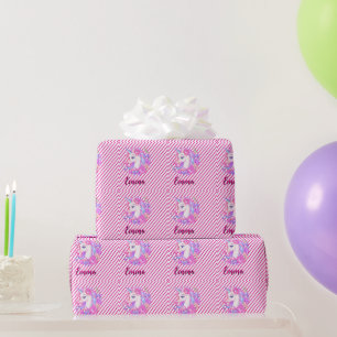 Papel De Presente unicórnio & personalize seu nome