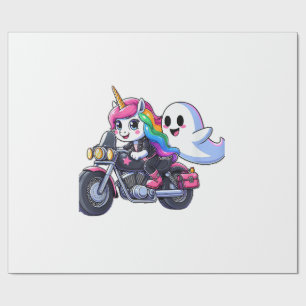 Papel De Presente Unicórnio Pilotando Uma Motocicleta Meninos Menina