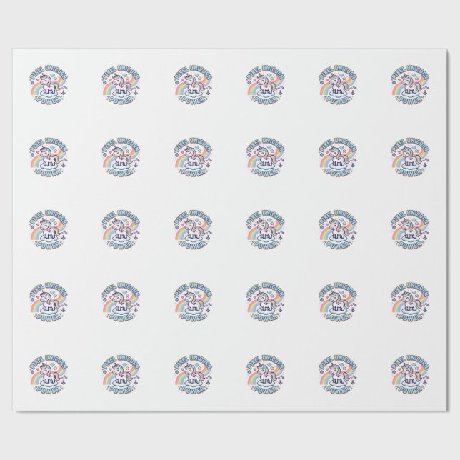 Papel De Presente Unicórnio Pixel Unicórnio Poder Design Gráfico Pro (Aberto)