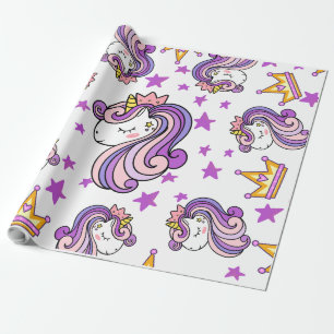 Papel De Presente Unicórnio Roxo