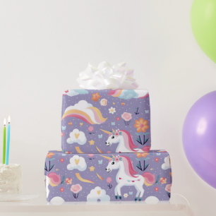Papel De Presente Unicórnio Roxo