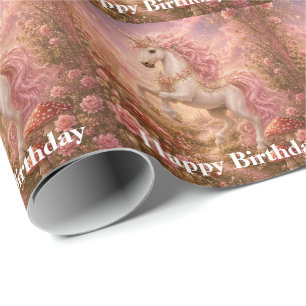 Papel De Presente Unicórnio Saltitante Prado Encantado Feliz Anivers
