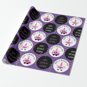 Papel De Presente Unicórnios de aniversário legal e personalizados