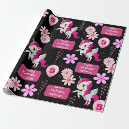 Papel De Presente Unicórnios de Aniversário Personalizados