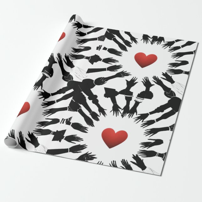 Papel De Presente Unidade Carmesim: 🫳 Design Preto Vermelho ♥️" (Desenrolado)