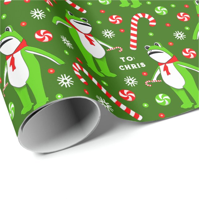 Papel De Presente Unique Frog Christmas Holiday Gift (Ponta do rolo)