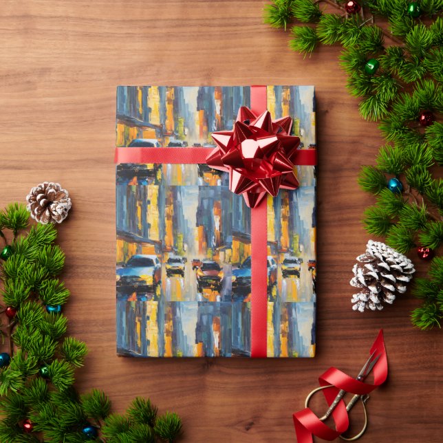 Papel De Presente Urbana Rhythms Cityscape Art Splash (Presente de Natal)