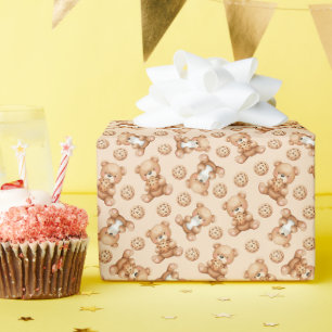 Papel De Presente Ursa de Leite e Biscoitos Fofa Padrão Sem Costura