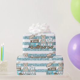 Papel De Presente Ursinho chá de ursinho bonito azul