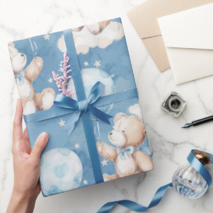 Papel De Presente Ursinho de pelúcia menino balão flutuante