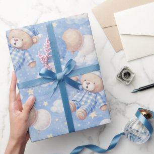 Papel De Presente Ursinho de pelúcia menino balão flutuante