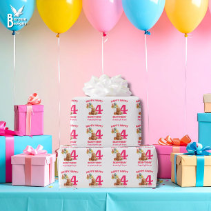 Papel De Presente URSINHO FELIZ ANIVERSÁRIO Urso de Pelúcia Fofo 4º