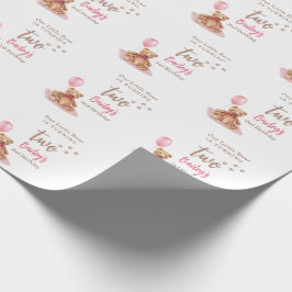 Papel De Presente Ursinho Rosa Aniversário de Qualquer Idade