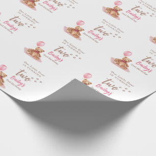Papel De Presente Ursinho Rosa Aniversário de Qualquer Idade