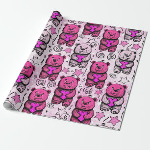 Papel De Presente Ursinhos com Corações e Rosa - Dia dos Namorados (