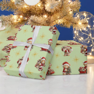 Papel De Presente Ursinhos de Natal Fofos