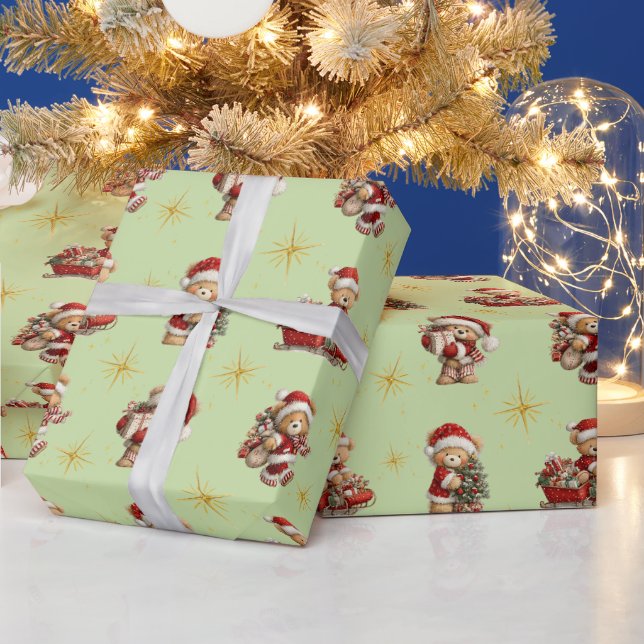 Papel De Presente Ursinhos de Natal Fofos (Feriados)