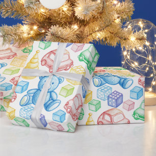 PAPEL DE PRESENTE URSINOS E CARROS DE BRINQUEDO