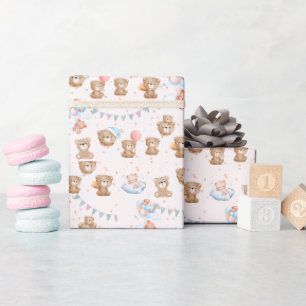 Papel De Presente Urso-Bebê Castanho