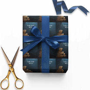 Papel De Presente Urso Bonito Brilha Estrela Pequena