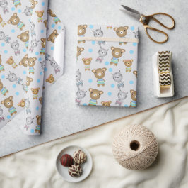 Papel De Presente Urso De Bebê Fofo E Zebra