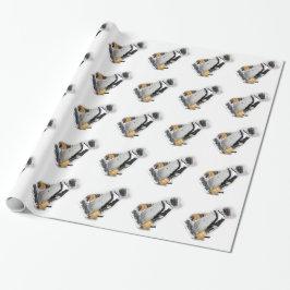 Papel De Presente Urso de Hóquei Vestindo Pinguim