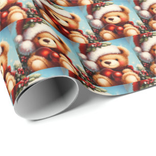 Papel De Presente Urso de Natal 4