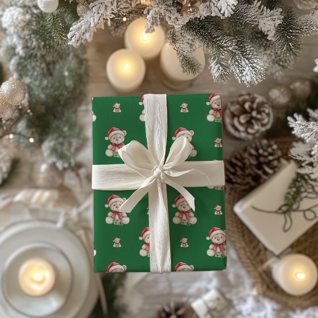 Papel De Presente Urso de Natal Adorável (Criador carregado)