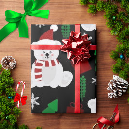 Papel De Presente Urso de Natal bonito e Árvores de Férias