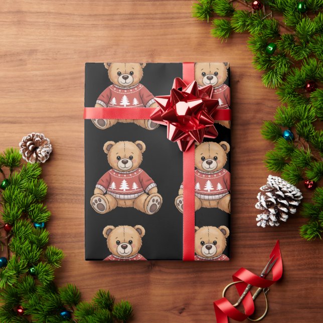 Papel De Presente Urso de Natal Fofo Presente de Natal (Presente de Natal)