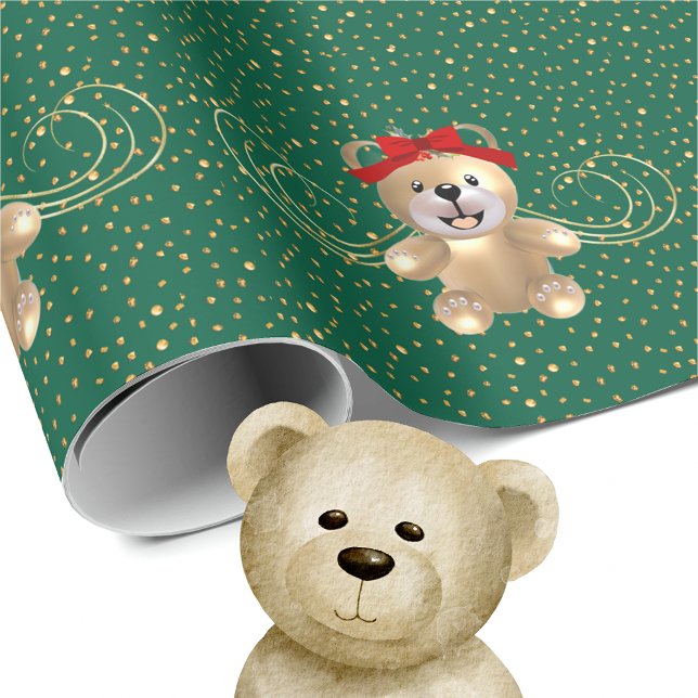 Papel De Presente Urso de Natal ouro (Criador carregado)