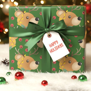 Papel De Presente Urso de Natal Verde Floresta Teddy
