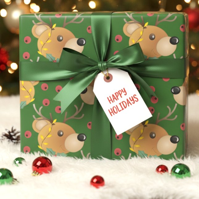 Papel De Presente Urso de Natal Verde Floresta Teddy (Cute bear, festive flair. Perfect for wrapping, scrapbooking, or holiday crafts.)