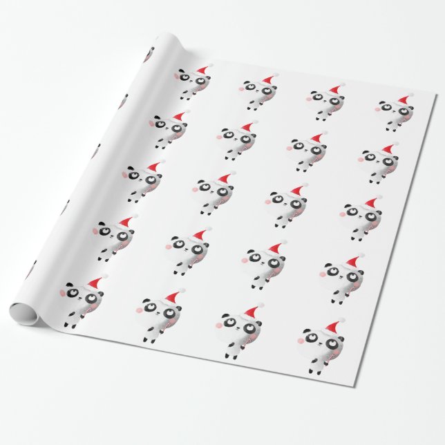 Papel De Presente Urso de panda bonito do Natal (Desenrolado)