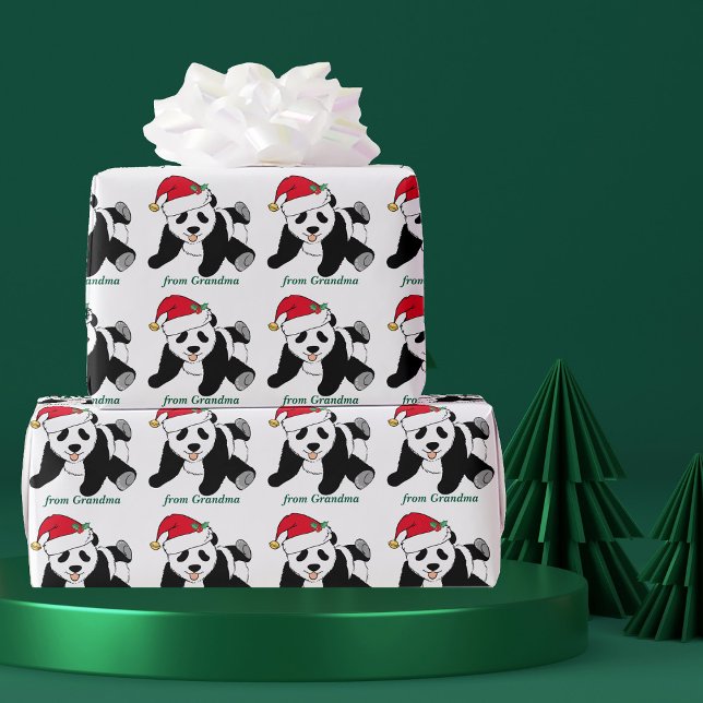 Papel De Presente Urso De Panda De Natal Personalizado Do Seu Nome (Criador carregado)