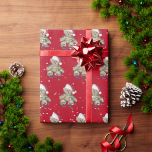 Papel De Presente Urso De Pé De Natal Em Luzes Tangidas