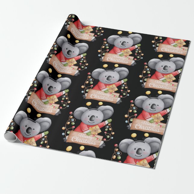 Papel De Presente Urso de pelúcia com muitos presentes de Natal  (Desenrolado)