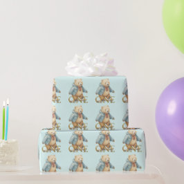 Papel De Presente Urso de pelúcia de primeiro aniversário andando de