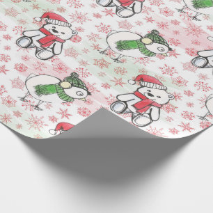 Papel De Presente Urso de pelúcia e passarinho papais noeis